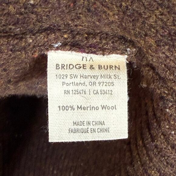 Bridge & Burn Men's Brown Merino Button Cardigan L Sweater MSRP $178 Fisherman - Picture 4 of 6